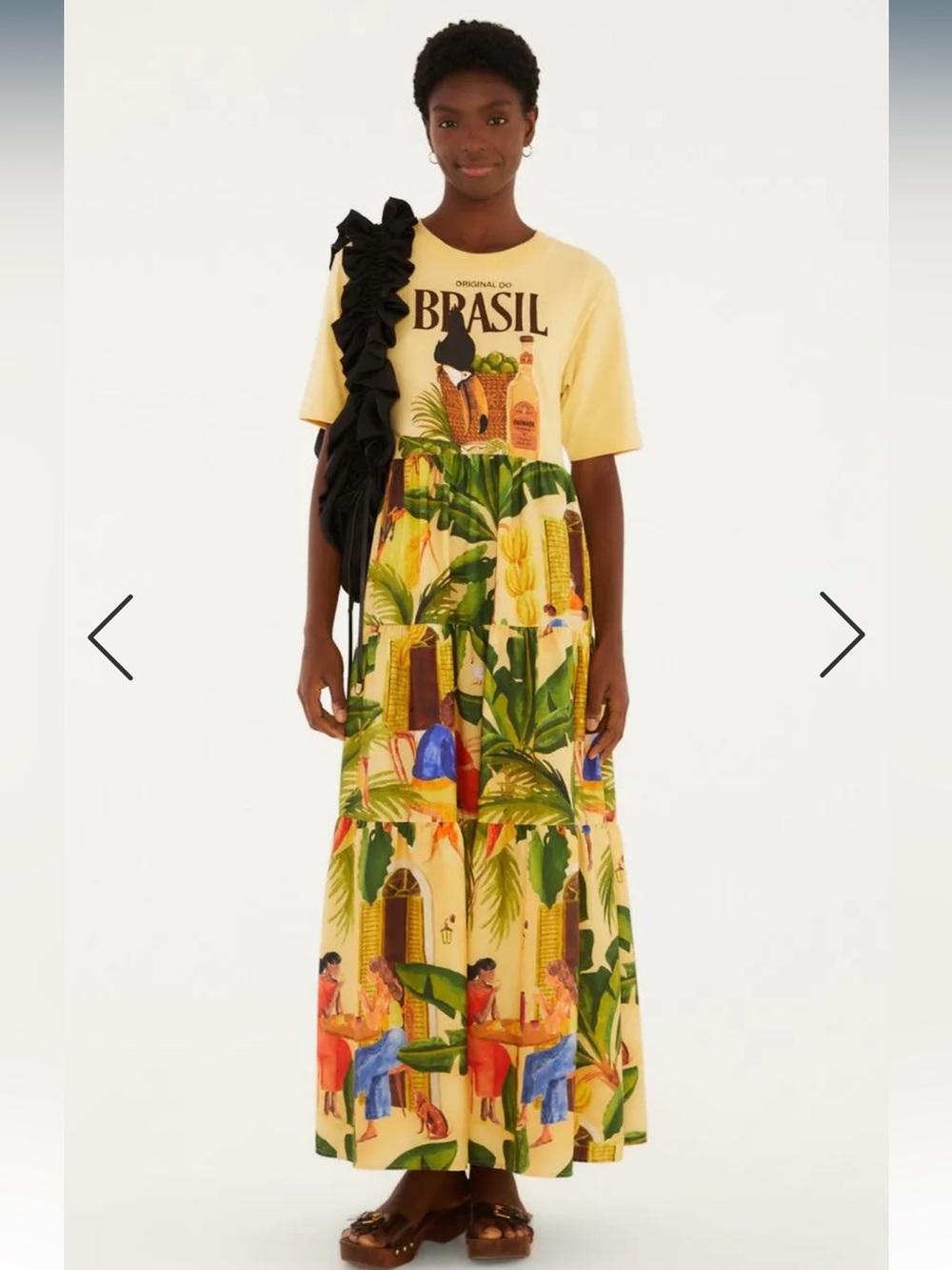 FARM Rio Yellow Tropical Print Maxi Dress